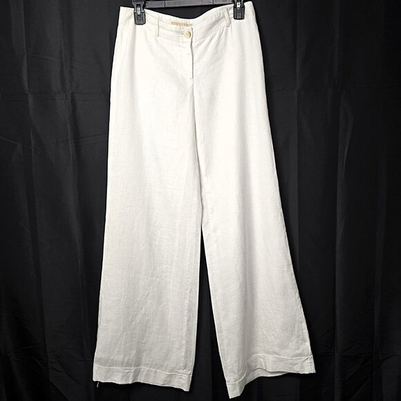 Michael Kors Women’s 100% Linen Wide-Leg Pants Off-White Size 2 - Picture 5 of 14